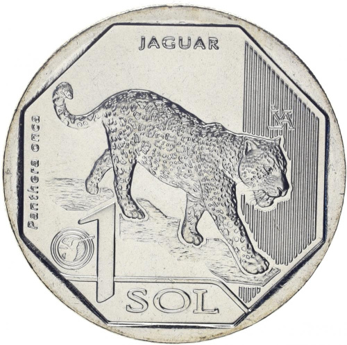 фото Перу 1 соль 2018 UNC Животное - Ягуар