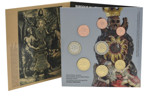 фото Литва набор из 8 монет евро 2025 UNC 1, 2, 5, 10, 20, 50 евроцентов, 1, 2 евро в сувенирной упаковке