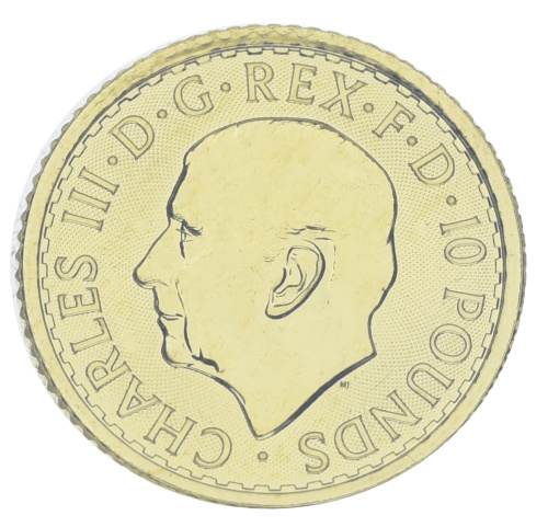 фото Великобритания 10 фунтов 2025 Золото UNC Британия (Au 999,9, 1/10 унции, 3,11 грамма)