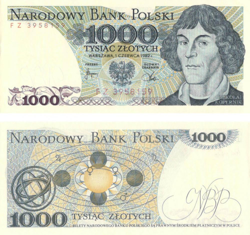фото Польша 1000 злотых 1982 UNC (P146c)