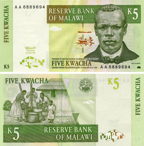 фото Малави 5 квача 1997 UNC (P36a)
