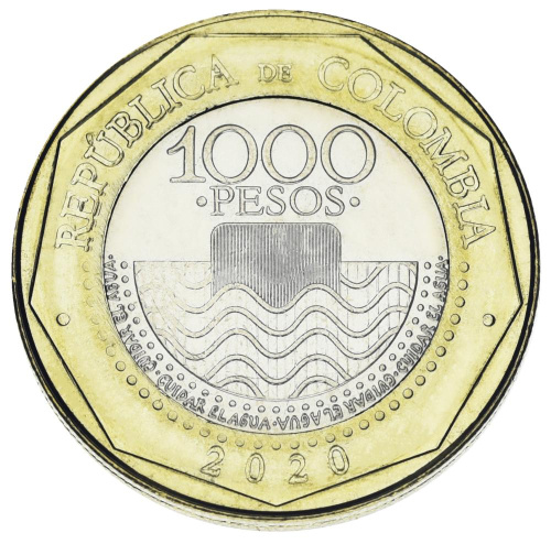 фото Колумбия 1000 песо 2020 Биметалл UNC Черепаха