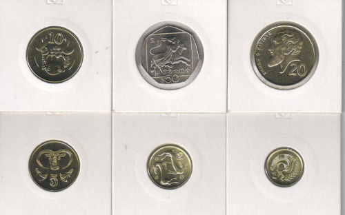 фото Кипр набор из 6 монет 2001-2003 UNC
