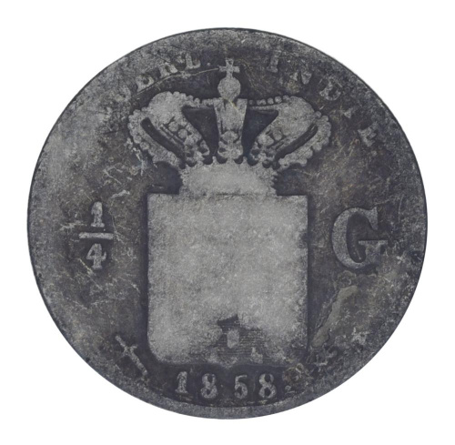 фото Нидерландская Индия 1/4 гульдена 1858 G-VG (Ag 720, 3,18 грамм)
