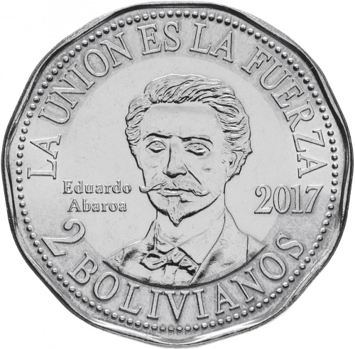 фото Боливия 2 боливиано 2017 «Эдуардо Абароа» UNC