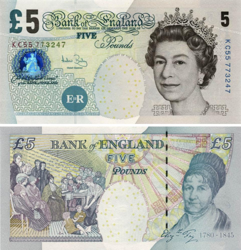 фото Великобритания Англия 5 фунтов 2002 UNC (P391)