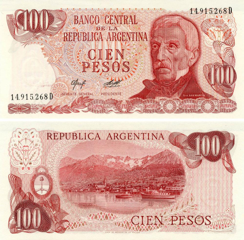 фото Аргентина 100 песо 1976-1978 UNC (P302)