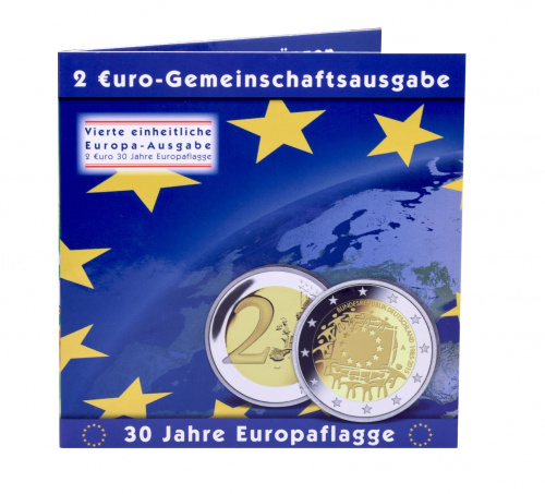 фото Германия набор из 5 монет по 2 евро 2015 A, D, F, G, J «Европейский флаг» UNC в сувенирной упаковке