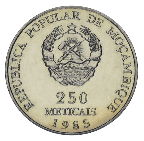 фото Мозамбик 250 метикалов 1985 AU-UNC 10 лет Независимости