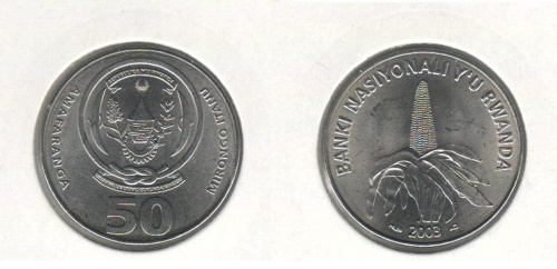 фото Руанда 50 франков 2003 VF (KM#36)