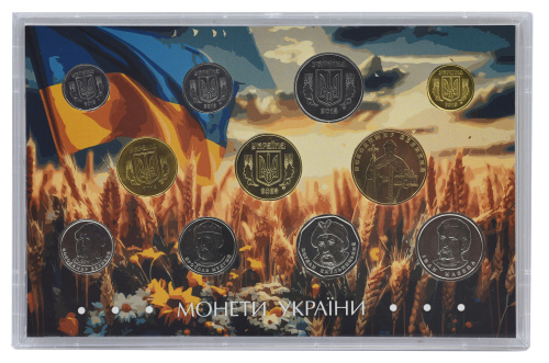 фото Украина набор из 11 монет 2012-2025 UNC 1, 2, 5, 10, 25, 50 копеек 1, 1, 2, 5, 10 гривен в сувенирной упаковке