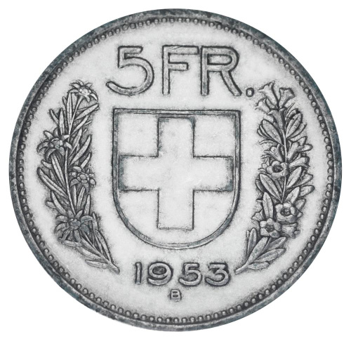 фото Швейцария 5 франков 1953 Серебро F-VF