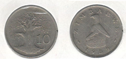 фото Зимбабве 10 центов 1989 VF (KM#3)