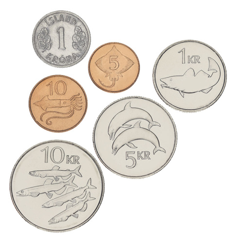 фото Исландия набор из 6 монет 1978-1996 UNC 5, 10 эйре, 1, 1, 5, 10 крон