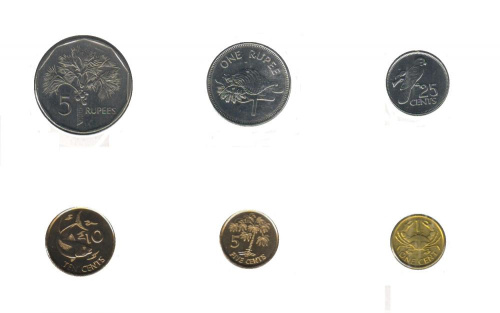 фото Сейшельские острова набор из 6 монет 2004-2012 UNC 1, 5, 10, 25 центов, 1, 5 рупии