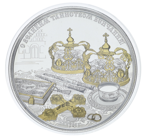 фото Республика Конго 1000 франков 2011 Серебро с позолотой UNC Великое таинство Венчания