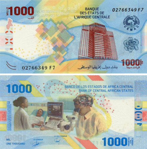 фото Центральная Африка 1000 франков 2022 UNC (PW701)