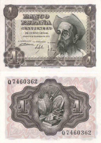 фото Испания 1 песета 1951 VF