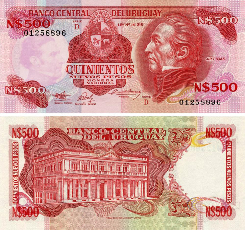 фото Уругвай 500 песо 1991 UNC (P63A)
