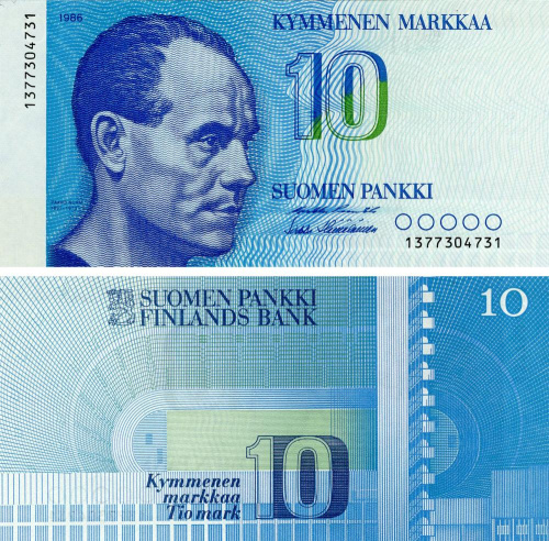 фото Финляндия 10 марок 1986 UNC (P113)