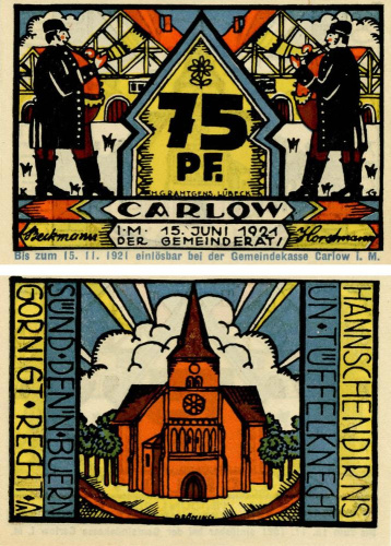 фото Германия Нотгельд  75 пфеннигов 1921 F-VF  Карлов