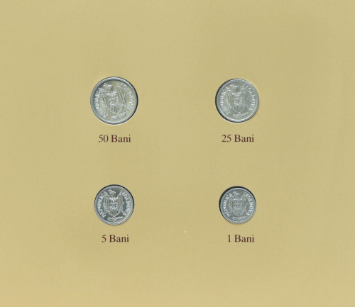 фото Молдавия Набор монет 1993-1995 UNC 1, 5, 25, 50 бани и 1 марка в сувенирной упаковке