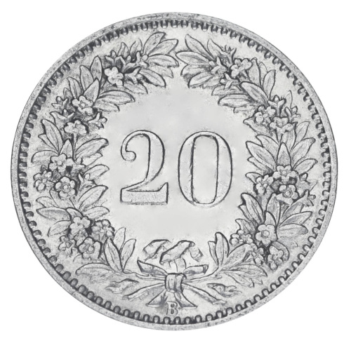 фото Швейцария 20 раппен 1926 F-VF