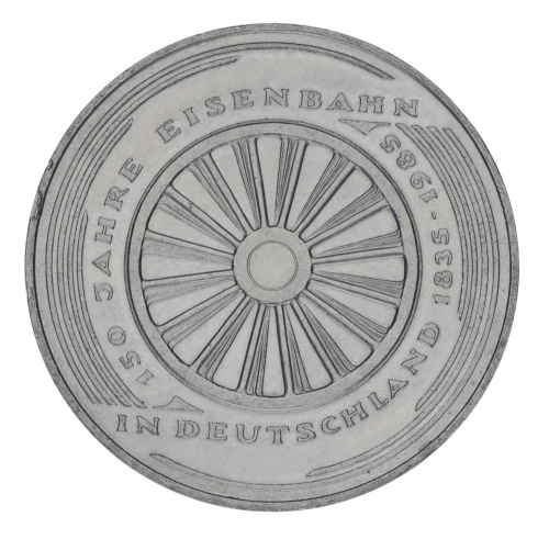 фото Германия 5 марок 1985 VF-AU 150 лет железным дорогам