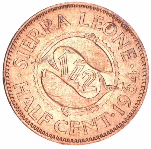 фото Сьерра-Леоне 1/2 цента 1964 F-VF