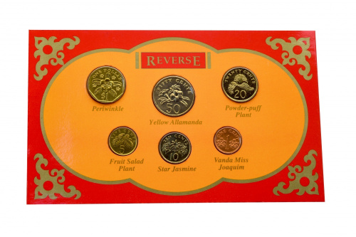 фото Сингапур набор из 7 монет 1996 UNC 1, 5, 10, 20, 50 центов, 1, 5 долларов в сувенирной упаковке