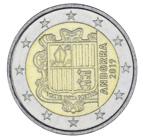 фото Андорра 2 евро 2019 Биметалл VF-AU