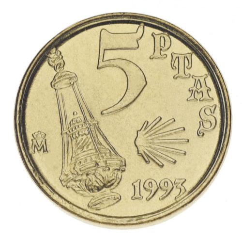 фото Испания 5 песет 1993 UNC Год Святого Иакова