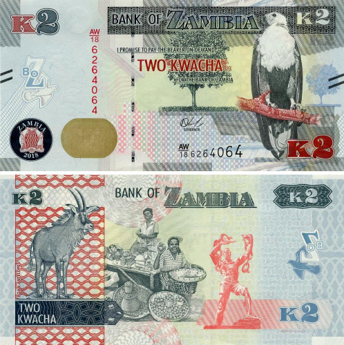 фото Замбия 2 квача 2018 Антилопа UNC (Pnew)