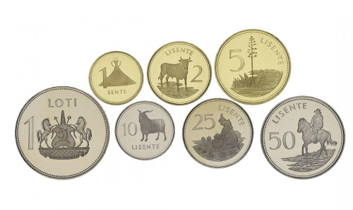 фото Лесото набор из 7 монет 1980 UNC 1 сенте, 2, 5, 10, 25, 50 лисенте, 1 малоти