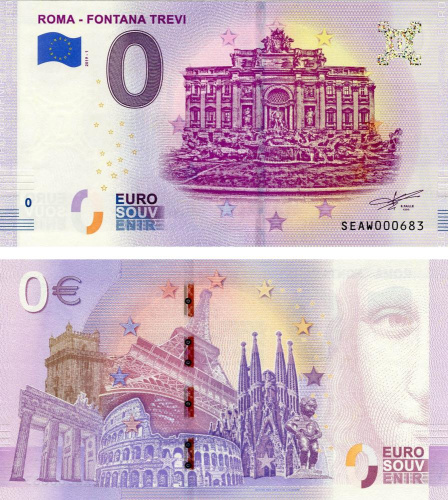 фото Италия 0 ЕВРО 2019 «Рим - Фонтан Треви» UNC