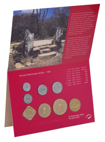 фото Нидерландские Антилы набор из 8 монет 1997 UNC 1, 5, 10, 25, 50 центов, 1, 2,5 гульдена плюс жетон