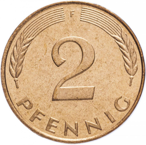 фото Германия 2 пфеннига 1991 UNC (KM#106a)