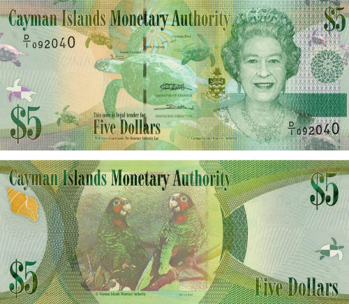 фото Каймановы острова 5 долларов 2010 UNC (P39a)