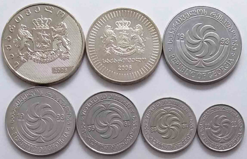 фото Грузия набор из 7 монет 1993-2009 UNC