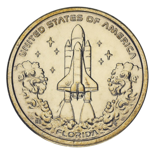 фото США 1 доллар 2025 UNC D Американские инновации - Космос - Космический шаттл NASA (Флорида)