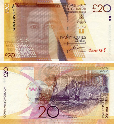фото Гибралтар 20 фунтов 2011 UNC (P37)