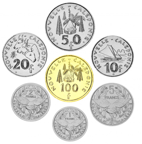 фото Новая Каледония набор из 7 монет 1972-2013 UNC 1, 2, 5, 10, 20, 50, 100 франков