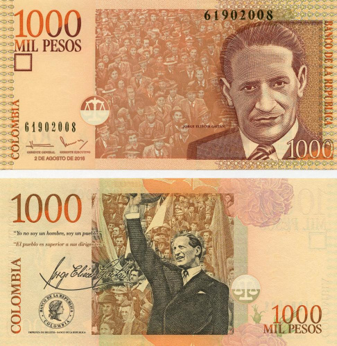фото Колумбия 1000 песо 2016 UNC (P456)
