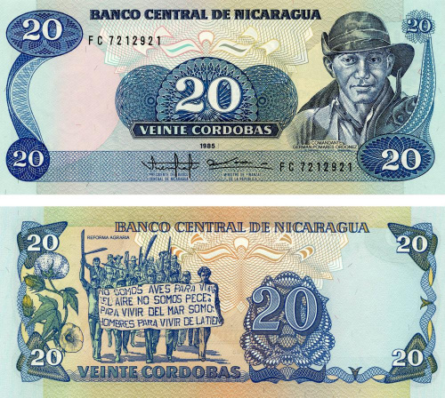 фото Никарагуа 20 кордоб 1985 UNC (P152)