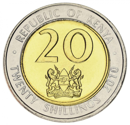 фото Кения 20 шиллингов 2005-2010 Биметалл UNC