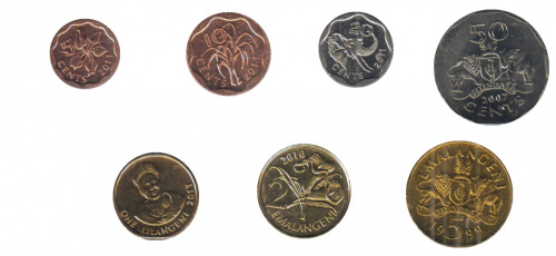 фото Свазиленд набор из 6 монет 1999-2011 UNC 5, 10, 20, 50 центов, 1 лилангени, 2 эмалангени