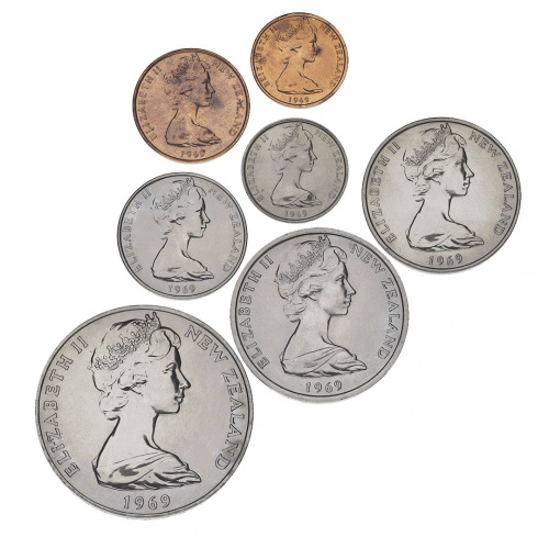 фото Новая Зеландия набор из 7 монет 1969 VF-AU 1, 2, 5, 10, 20, 50 центов, 1 доллар