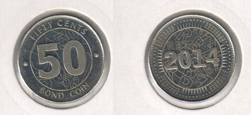 фото Зимбабве 50 центов 2014 UNC (KM#20)