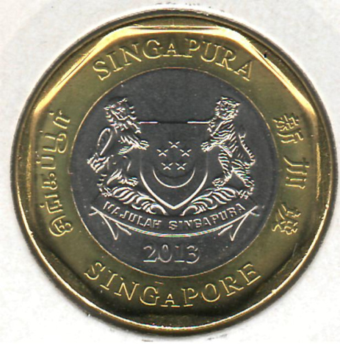 фото Сингапур 1 доллар 2013 Биметалл UNC (KM#314)