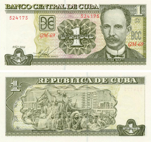 фото Куба 1 песо 2016 UNC (P128g)